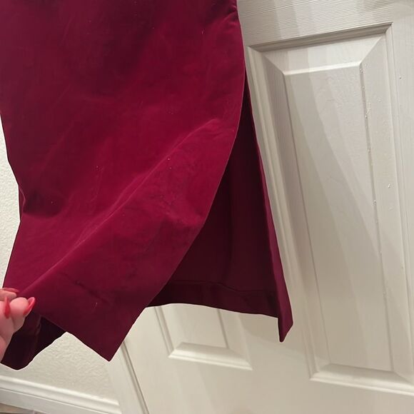 Claybrooke Maxi Skirt Sz 10 Burgundy Red 💯% Cotton Velv Feel Vintage Hong Kong - Picture 4 of 7